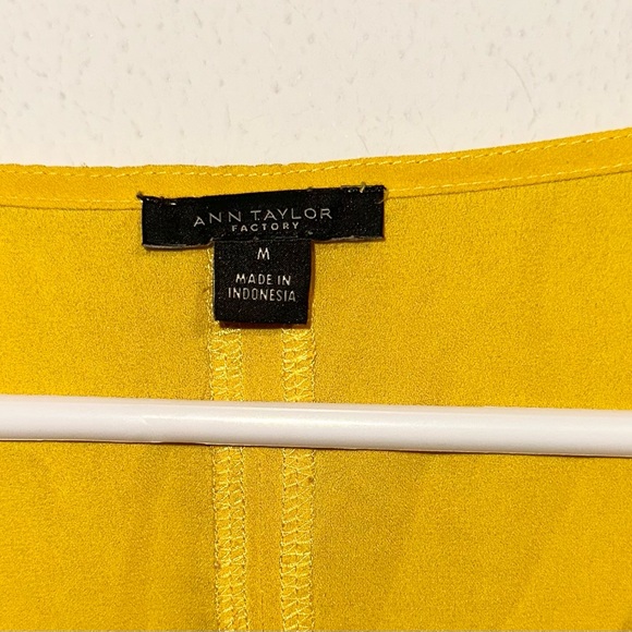 Ann Taylor Yellow V-Neck Blouse Golden - Picture 2 of 3